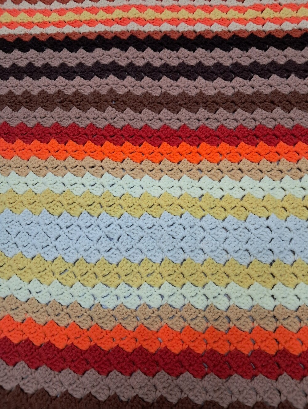 Vintage Retro Handmade Crochet Afghan Blanket Multicolored 59.5x41 Grannycore - Picture 3 of 4